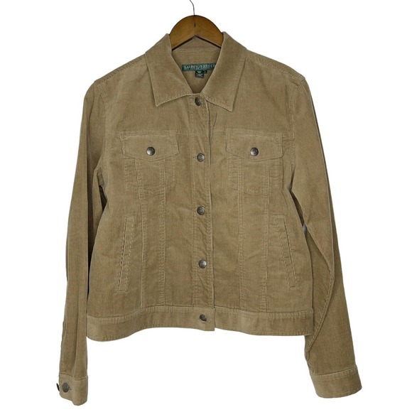 Ralph Lauren Lauren Jeans Co. Women's Light Brown Corduroy Pockets Jacket Size L